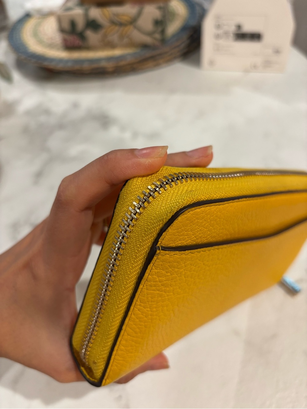 Kate Spade Yellow Pebbled Leather Zip-Around Wallet - Picture 10 of 10